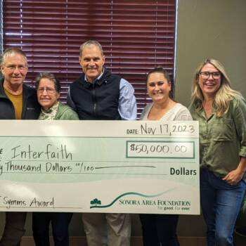 Interfaith presented with a $50,000 check by Sonora Area Foundation